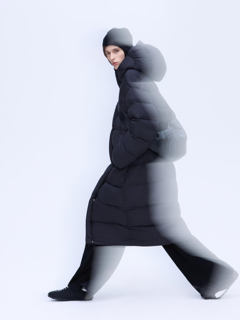 Long Hooded Down Coat